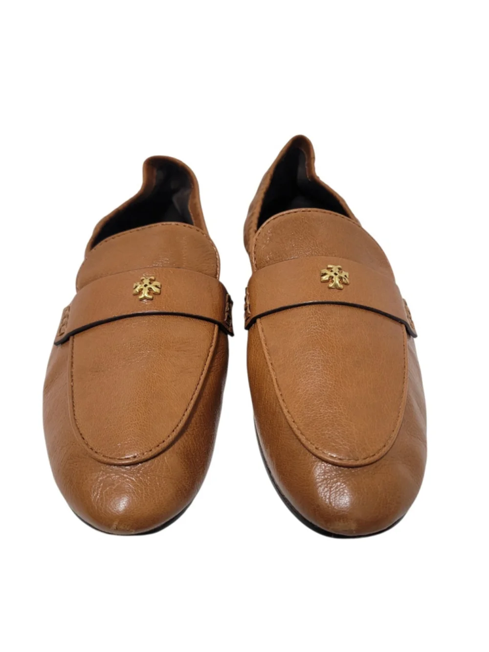 TORY BURCH Ballet Genuine Leather Brown Flat Size 7.5M Women Pre-owned Condition